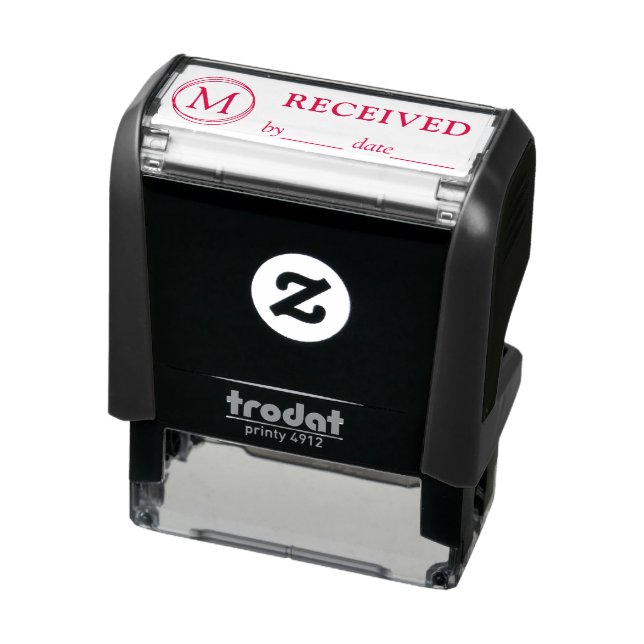 RECEIVED Name Date Monogram Black Red Ink Business Self-inking Stamp (Product)