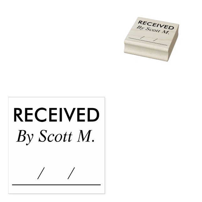 Received Personalized Name Rubber Stamp (Stamped)