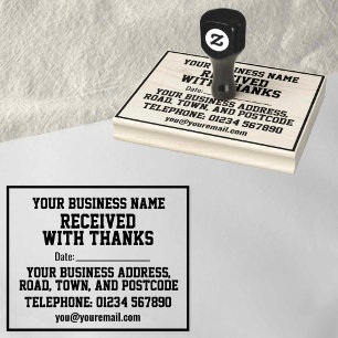 Received With Thanks with Name, Address, & Date Rubber Stamp