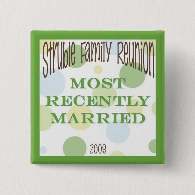 recentwed 2 inch square button (Front)