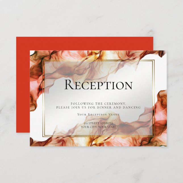 RECEPTION | Abstract Watercolor Autumn Colours 4 Invitation (Front/Back)