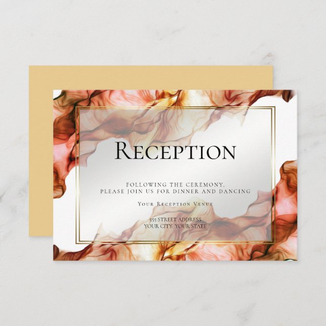 RECEPTION | Abstract Watercolor Autumn Colours 5 Invitation (Front/Back)