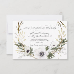 Reception Anemone Floral BOHO Wreath Watercolor RSVP Card