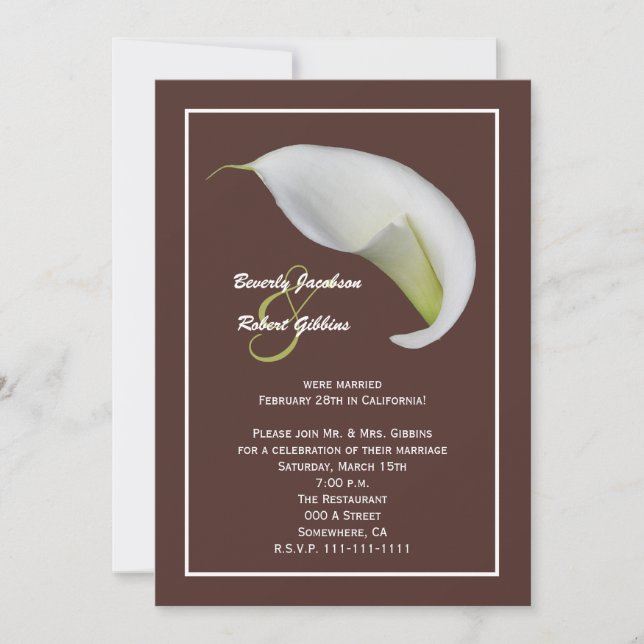 Réception après mariage Invitations Chocolat Brown (Devant)