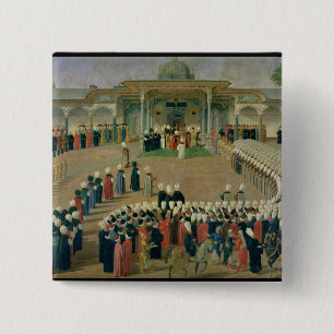Reception at the Court of Sultan Selim III 2 Inch Square Button