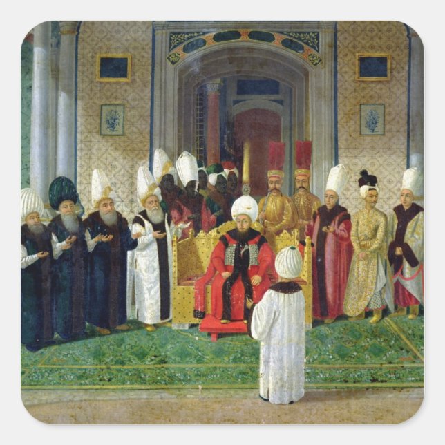 Reception at the Court of the Sultan Selim III Square Sticker (Front)