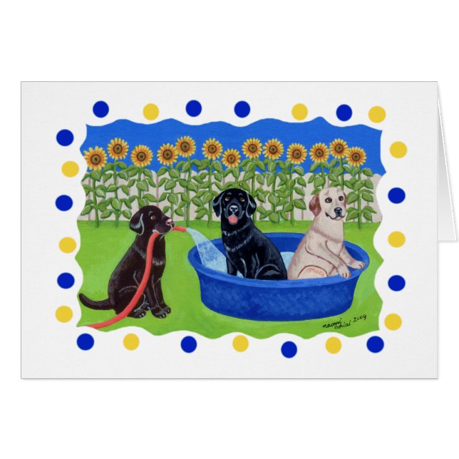 Réception au bord de la piscine drôle Labradors (Devant horizontal)