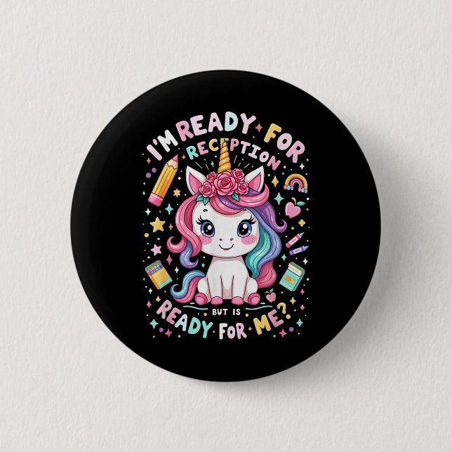Reception Back To School First Day Of Nursery Girl 2 Inch Round Button (Front)