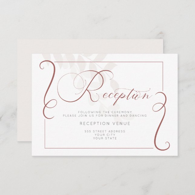 Reception - Barely There Botanical Spice and Cream Invitation (Front/Back)