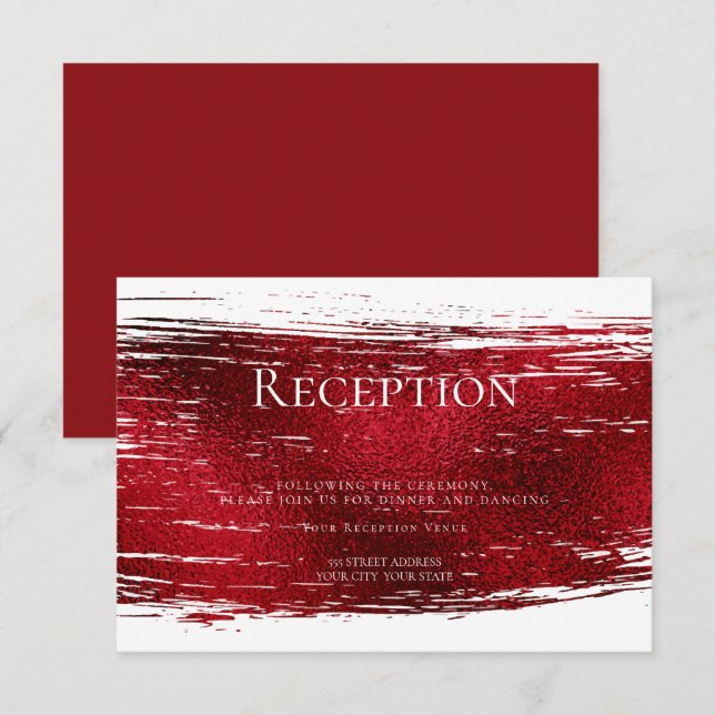 Reception | Bold Crimson Red Brush Stroke Invitation (Front/Back)