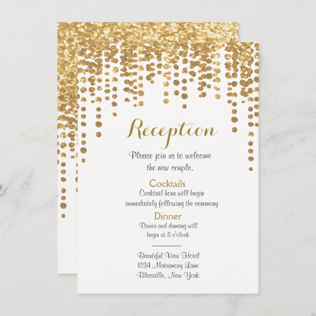 Reception Card | Gold Confetti Dots (Front/Back)
