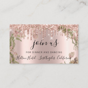 Reception Card Wedding Bridal Floral Rose Drips
