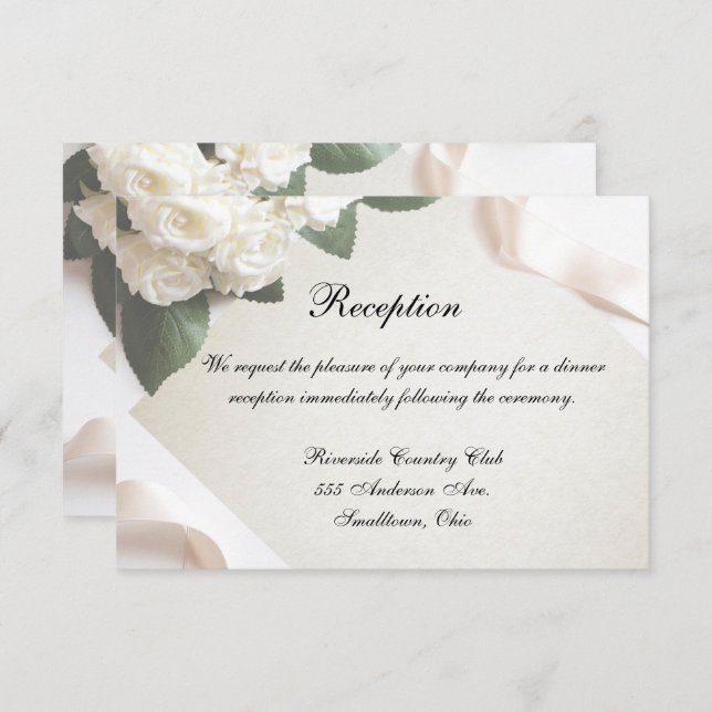 Reception Card White Wedding Template Customize (Front/Back)