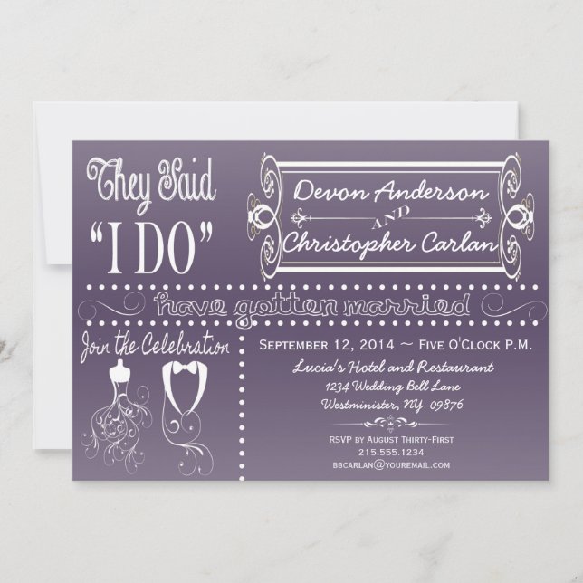 Réception Chic Uniquement Invitation Chalkboard (Devant)