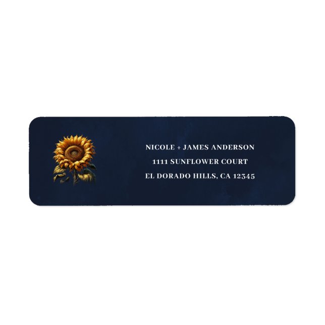 Réception de mariage champêtre bleu avec tournesol (Devant)