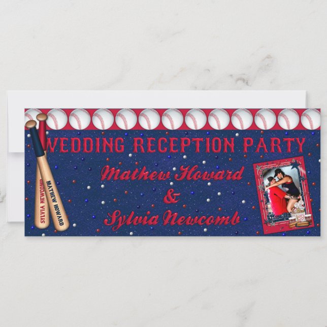 Réception de mariage de baseball Invitation sur me (Devant)