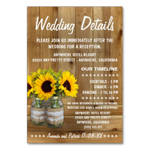 Réception de mariage de tournesol + Cartes d'héber