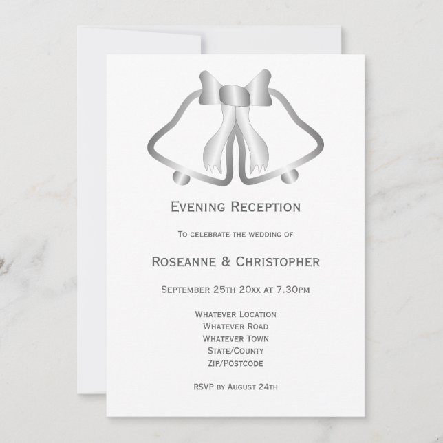 Réception de mariage en argent Invitation cloches  (Devant)
