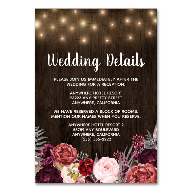 Réception de mariage en bois de pivoine + Cartes d (Par défaut)