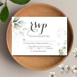Réception de mariage Feuille en or vert RSVP