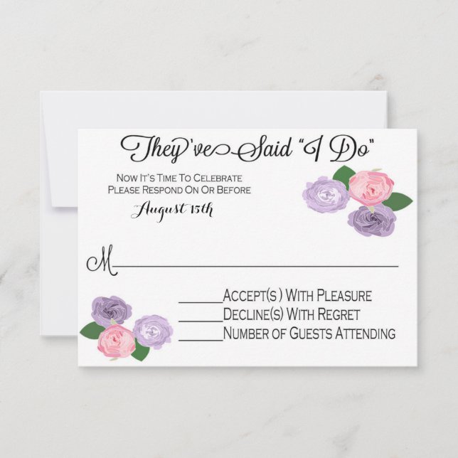 Réception de mariage floral seulement carte RSVP (Devant)