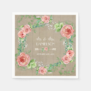 Reception Decor Bridal Shower Boho Wreath Floral Napkin