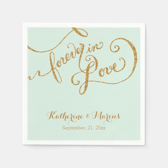 Reception Decor Napkin Script Forever Love Glitter (Front)