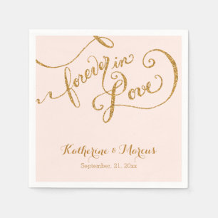 Reception Decor Napkin Script Forever Love Glitter