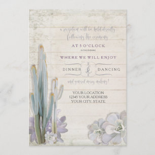 Reception Desert Cactus Succulent Wood Typography Invitation