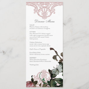 Reception Dinner Menu Formal, Trellis Rose Vintage