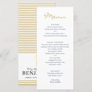RECEPTION DINNER MENU stylish navy gold cross