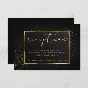 RECEPTION   Elegant Black and Gold Glitter Invitation