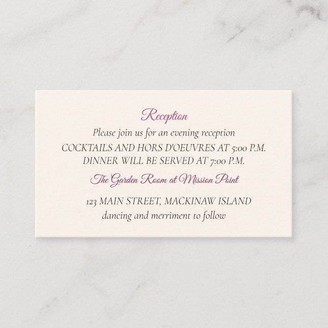 Reception Enclosure Card (Front)