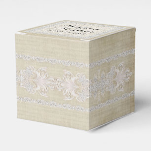 Reception Favours Rustic Lace w Aged Vintage Linen Favor Box