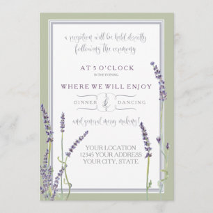 Reception French Lavender Floral Modern Typography Invitation