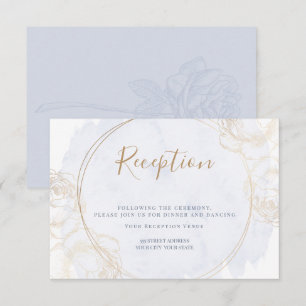 Reception Gilded Rose Dusty Blue Watercolor Invitation