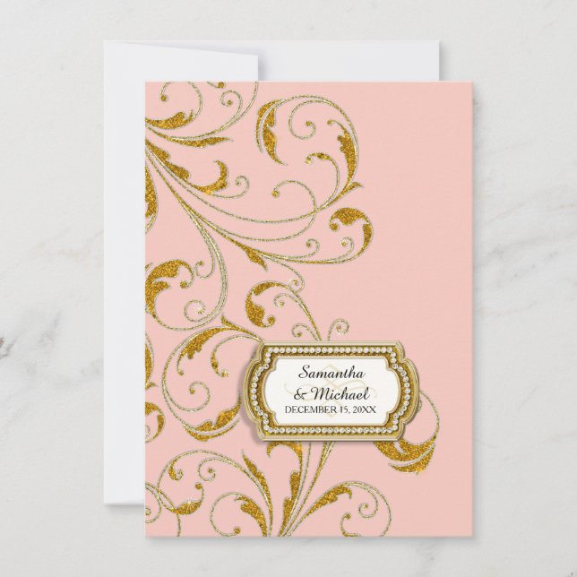 Reception Glam Old Hollywood Regency Black Tie Invitation (Front)