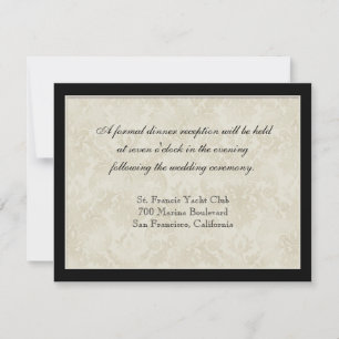Reception Invitation, Black n Cream Damask Invitation
