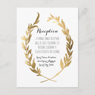 Reception Laurel Wreath Modern Faux Gold Leaf Enclosure Card