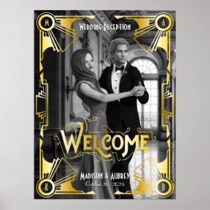 Réception Mariage Art Déco Bienvenue Photo Or