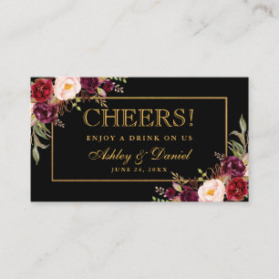 Réception Mariage Burgundy Noir Boire Carte Billet