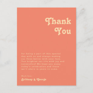 Réception moderne Retro Coral Carte de remerciemen