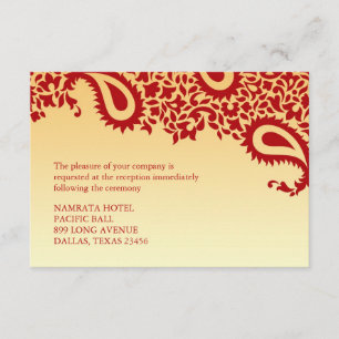 Reception Paisley Indian Style Wedding Flat Card