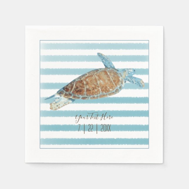 Reception Personalized Sea Turtle Beach Themed Napkin (Front)