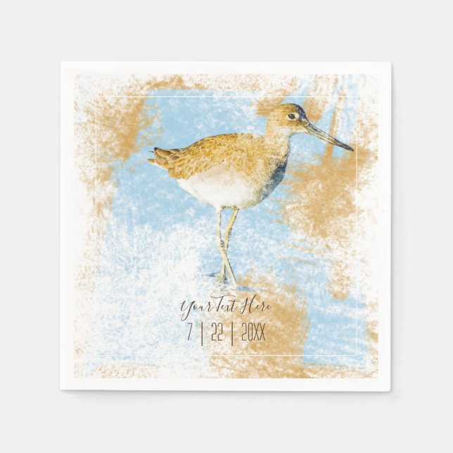 Reception Personalized Shorebird Beach Themed Napkin (Front)