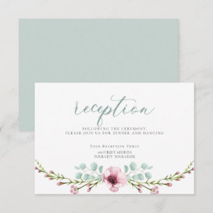 RECEPTION   Pink Anemone Flowers and Foliage Invitation
