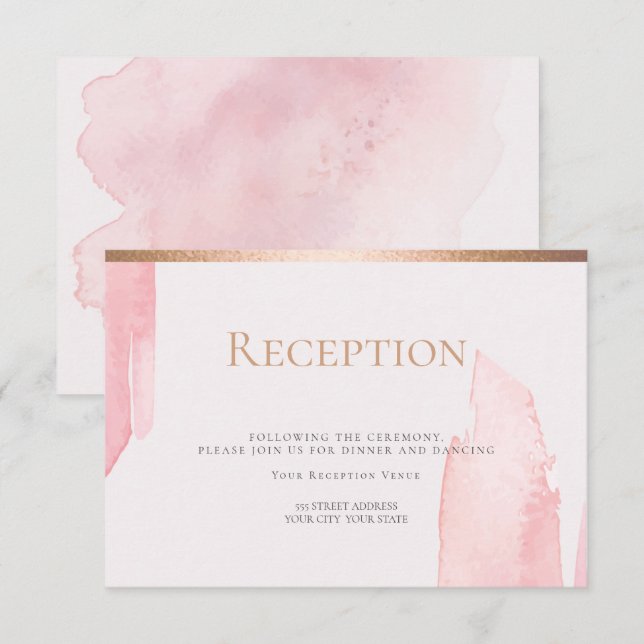 Reception | Pink Blush Watercolor Wash Invitation (Front/Back)