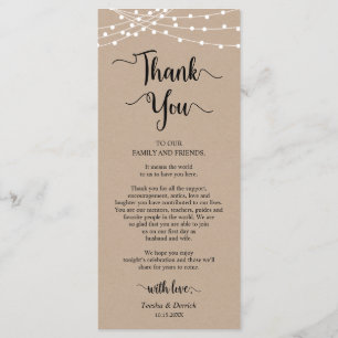 Reception Place Setting Thank You, Kraft Cards