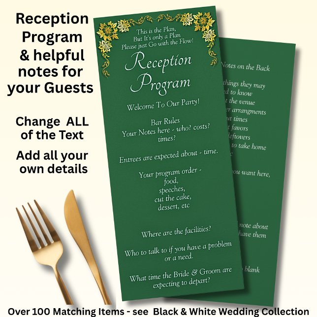 Reception Program - Emerald Green & Gold Wedding  (Creator Uploaded)