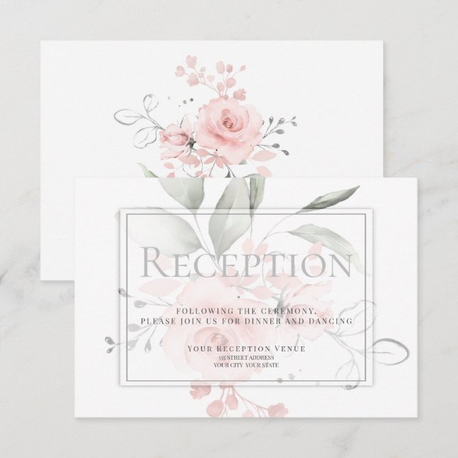 Reception | Spring Pink Sweetheart Roses Invitation (Front/Back)
